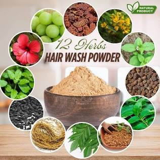 Trio of herbal powders with mortar and pestle — henna-based herbal hair care ingredients in Bundi